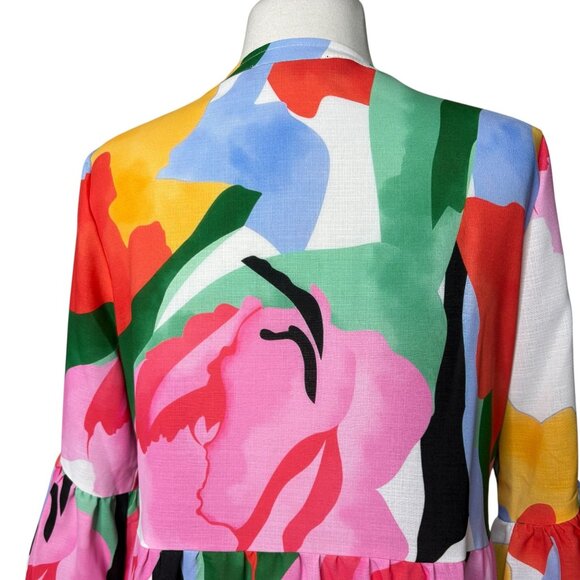 Be by CHETTA B Womens 3/4 Sleeve Abstract Babydoll Dress Petite - Picture 7 of 8